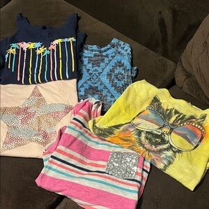 Girls Colorful Graphic and Striped Shirts Bundle